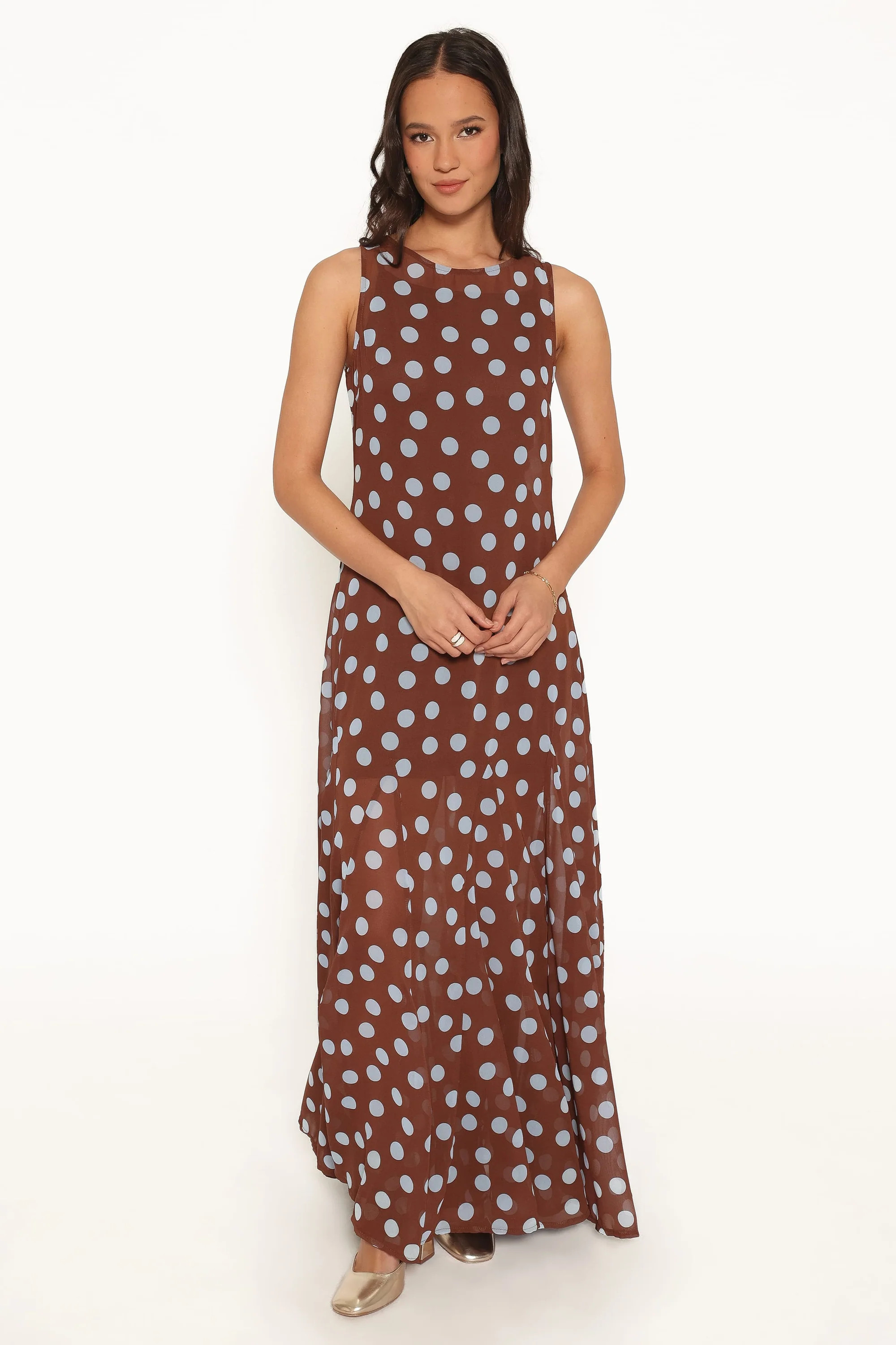 Keani Maxi Dress - Brown Polka Dot | Petal & Pup (US)