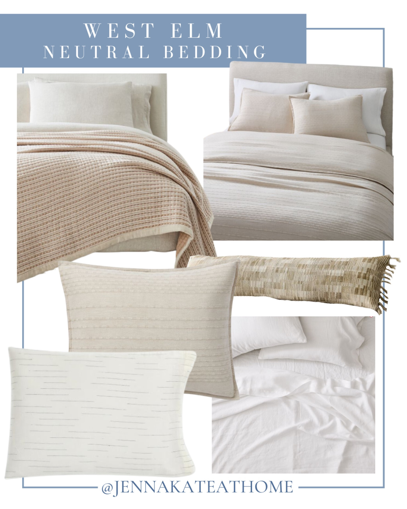 Neutral bedding from West Elm, including quilts, duvet covers, linen blankets and sheets, and throw pillows. Bedroom home decor, neutral coastal style.

#LTKfamily #LTKhome