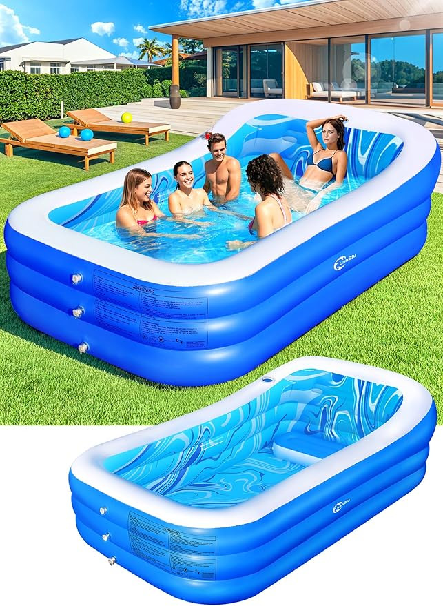 Inflatable Pool with Big Backrest and Seat,Oversized Thickened Large BlowUpPool for Adults,Inflat... | Amazon (US)