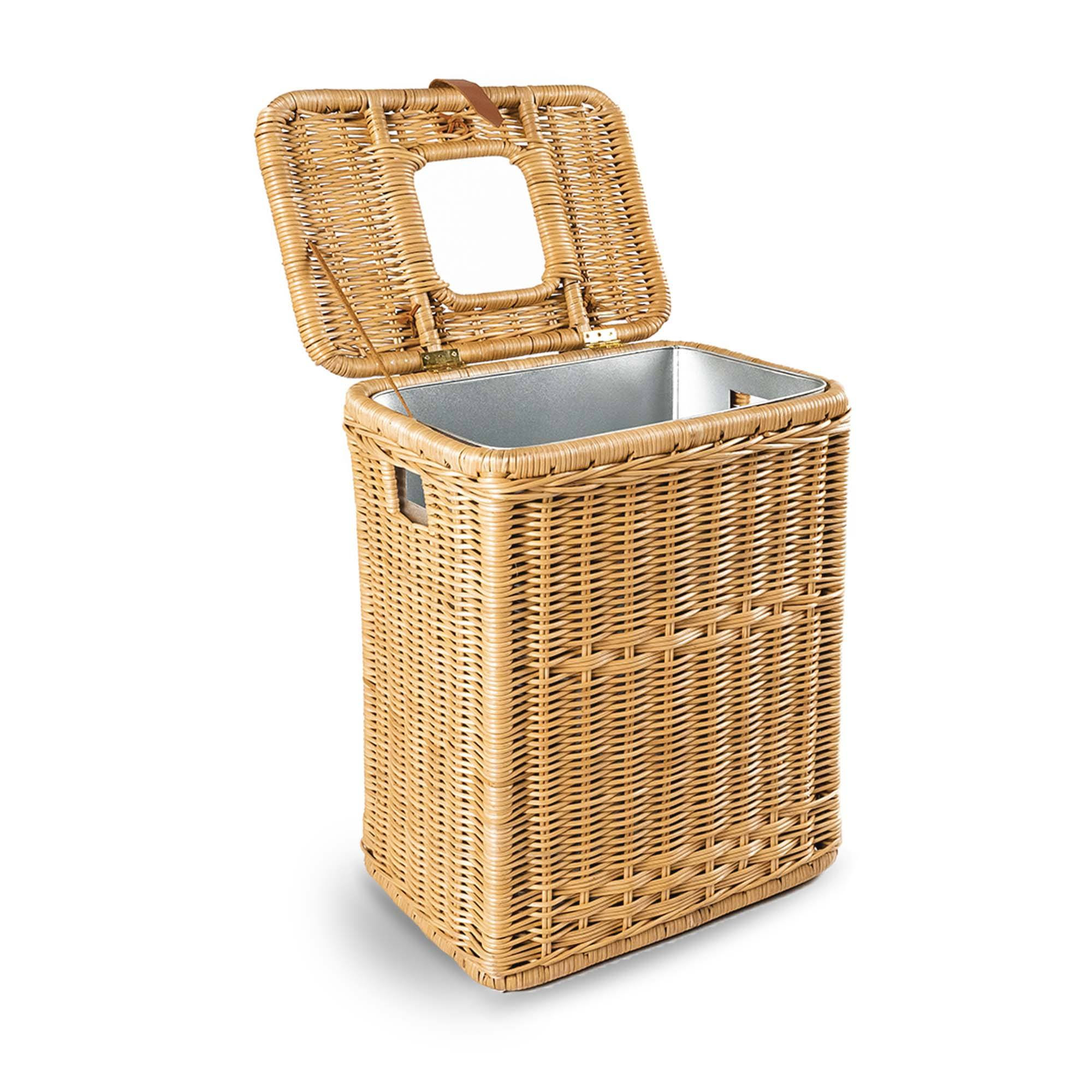 Drop-In Rectangular Wicker Trash Basket with Metal Liner | The Basket Lady