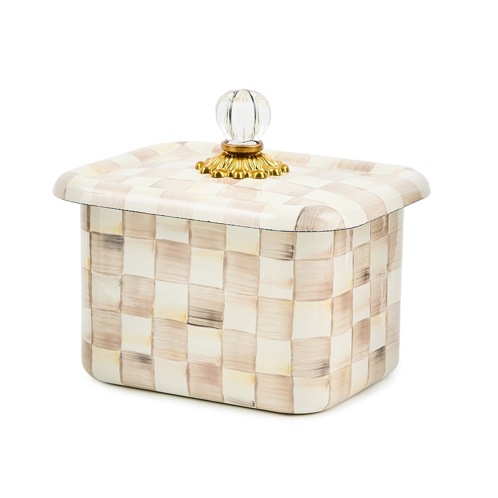 Mocha Check Recipe Box | MacKenzie-Childs