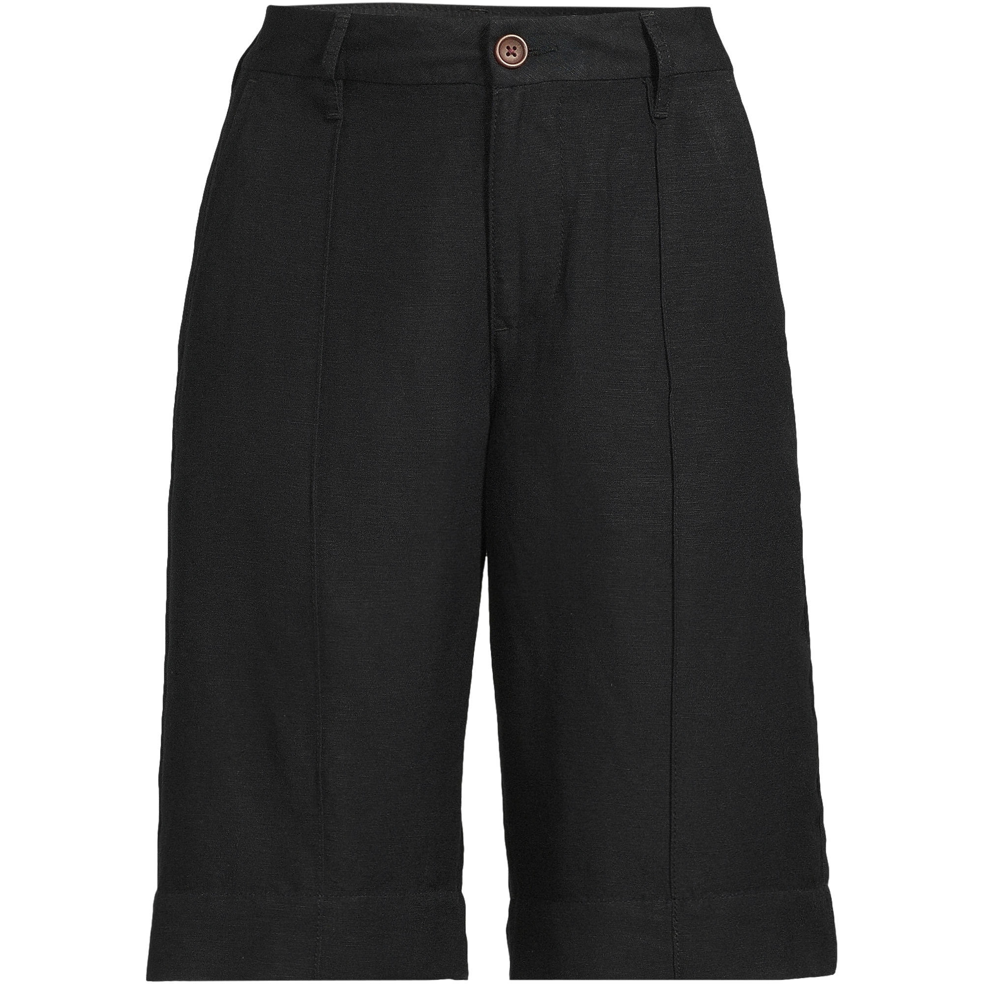Women's Plus Size Linen Blend High Rise Pintuck 12" Bermuda Shorts | Lands' End (US)