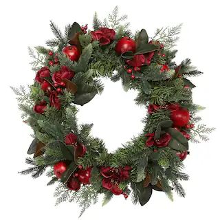 24" Pomegranate, Red Magnolia & Mixed Pine Wreath by Ashland® | Michaels | Michaels Stores