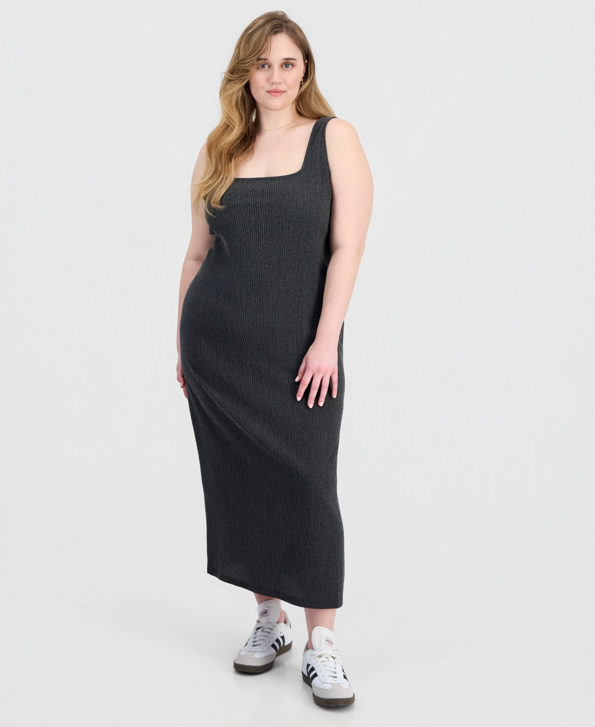 Full Circle Trends Trendy Plus Size Square-Neck Maxi Dress - Black Beauty | Macy's