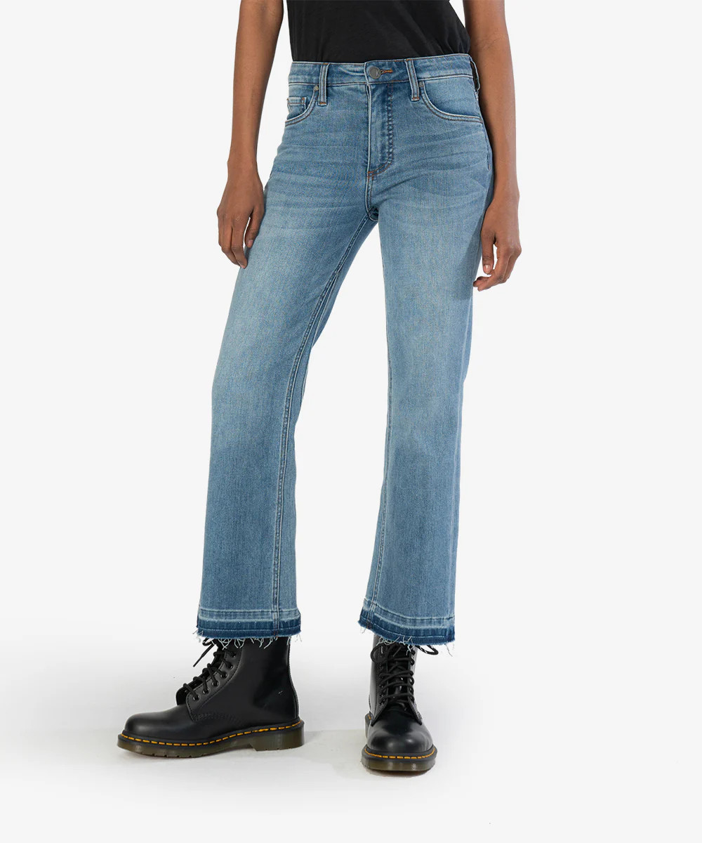 Kelsey High Rise Fab Ab Ankle Flare (Charisma Wash) - 16 / Charisma W/Medium Base Wash - Kut from... | Kut From Kloth