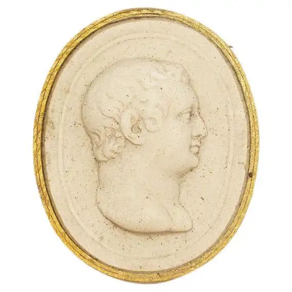 Gilt Grand Tour Plaster Intaglio with Bust of a Man, 19th Century | 1stDibs