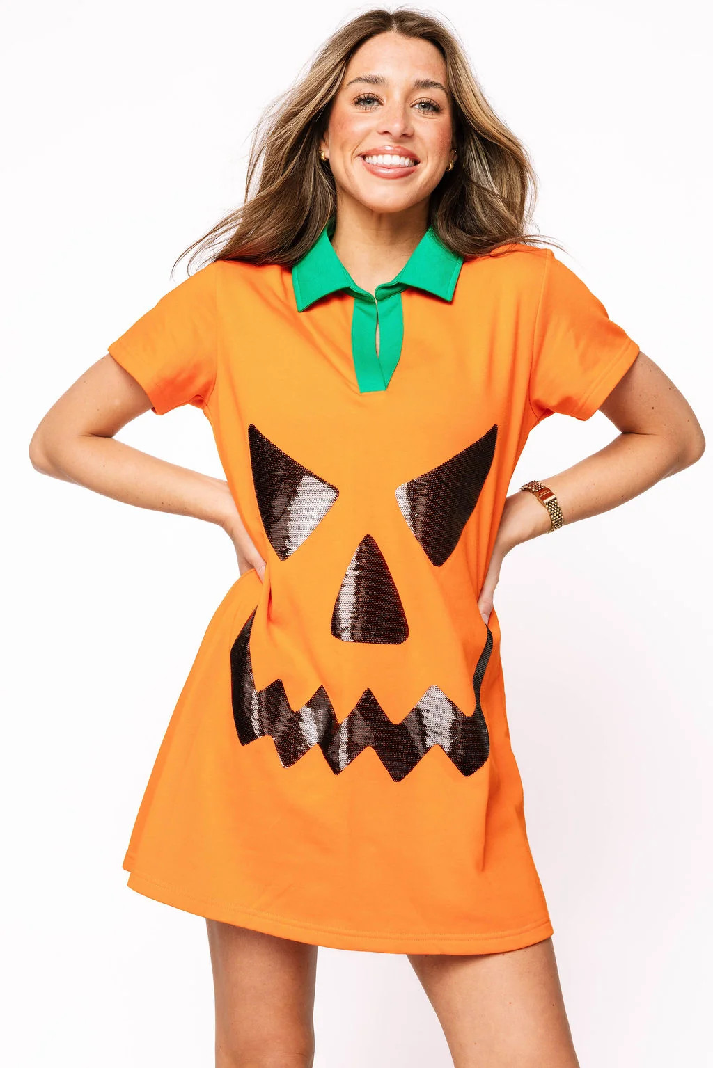 Orange Pumpkin Collar Dress | Queen of Sparkles