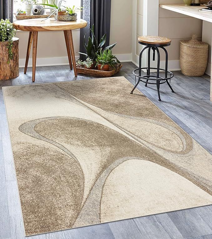 LUXE WEAVERS Tower Hill Abstract Beige 5x7 Area Rug | Amazon (US)