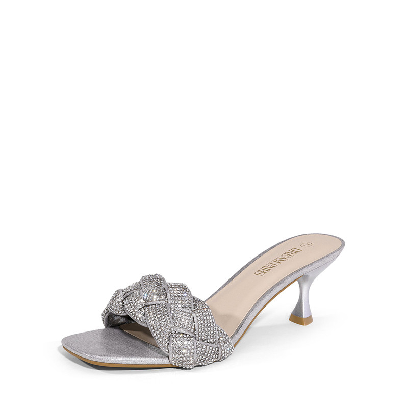 Women's Rhinestone Open Toe Kitten Heel Sandals | Dream Pairs