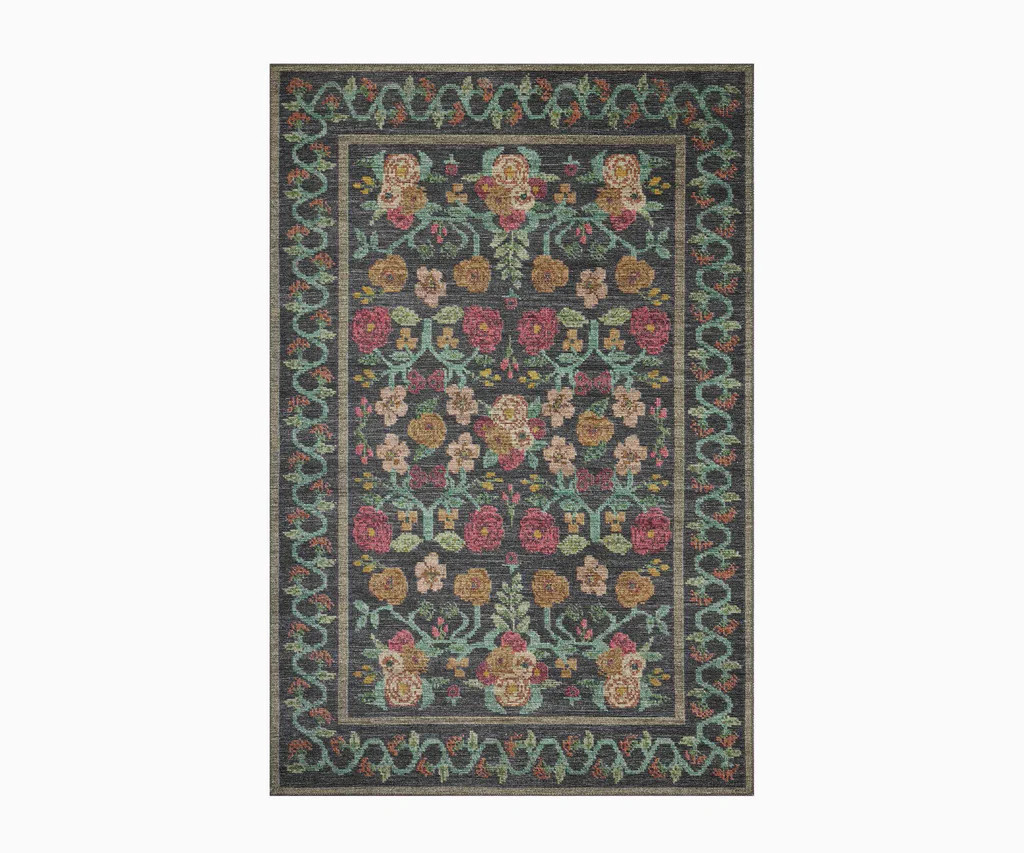 Rosa Power Loomed Rug - Black | Rifle Paper Co.
