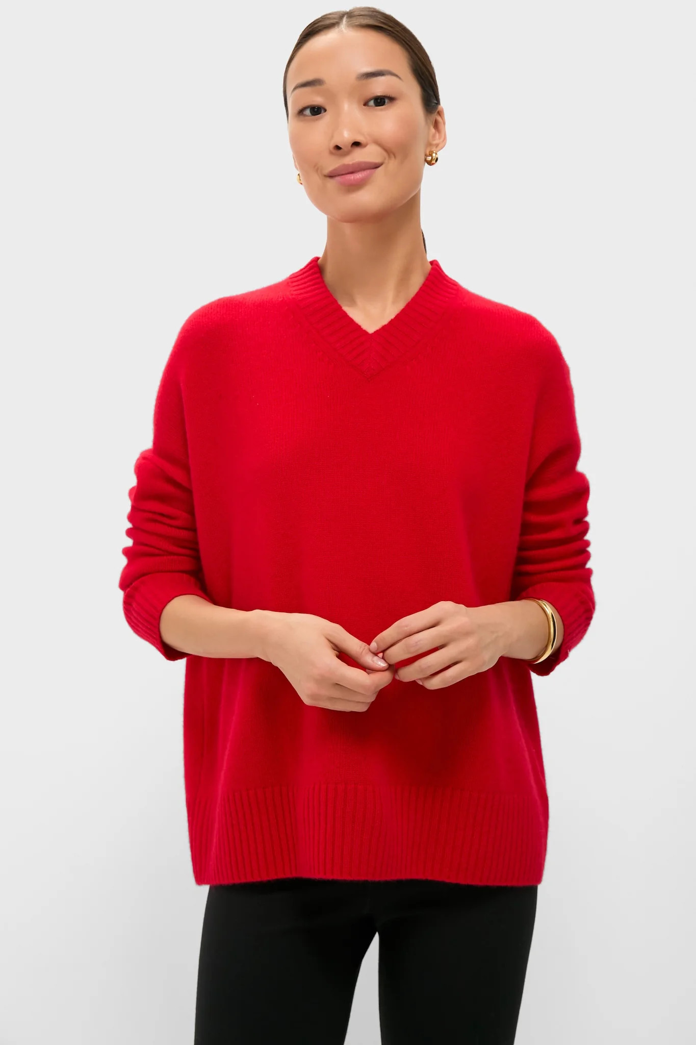 Martin Red Cashmere Cassie V-Neck Cashmere Sweater | Tuckernuck (US)