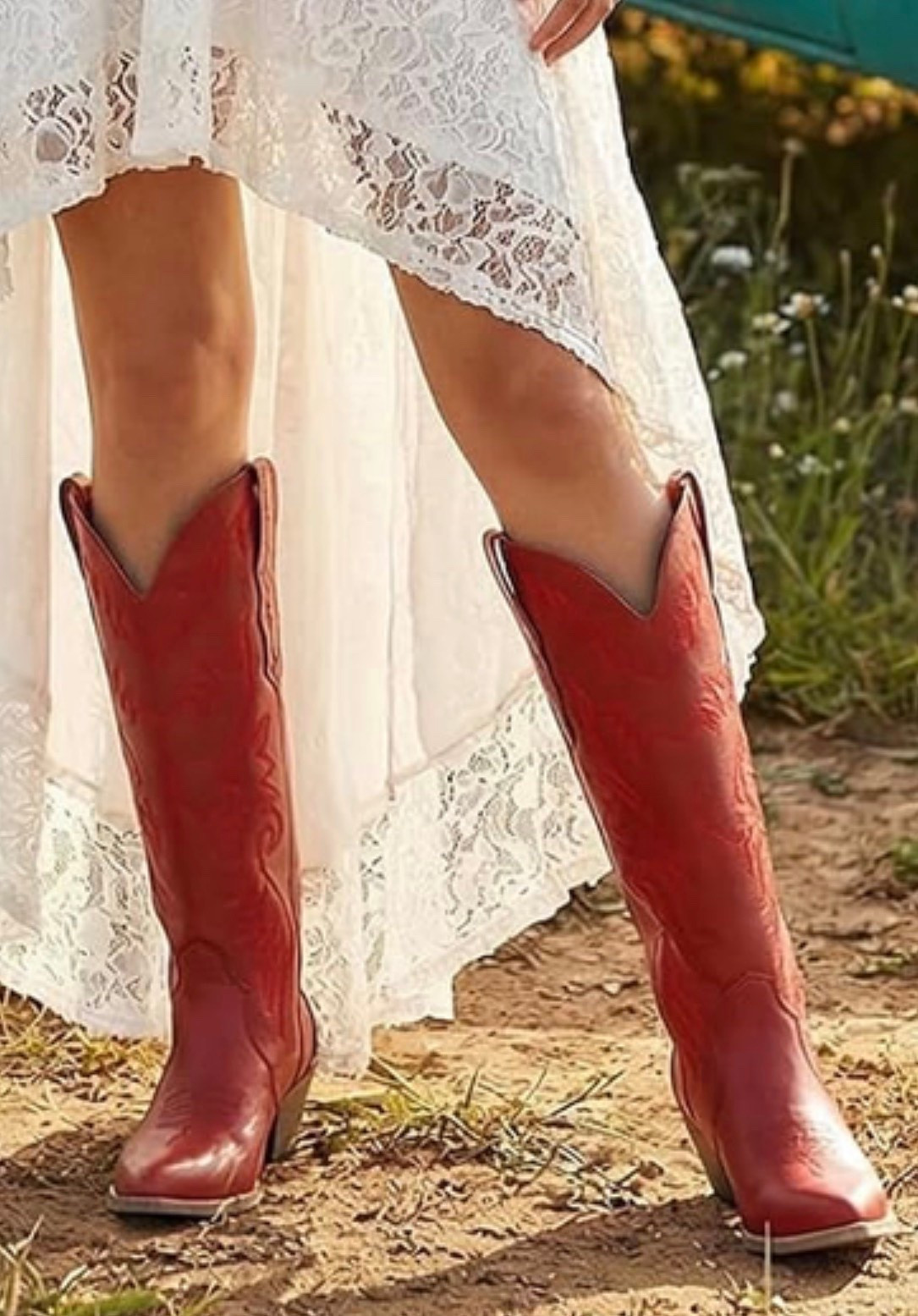 Red boots are IN! My friend recently showed me these and I am obsessed 

#amazon #redcowgirlboots #trendy
