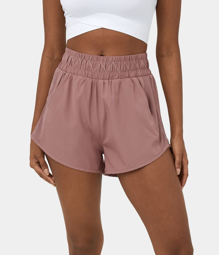 High Waisted Multiple Pockets Contrast Mesh 2-in-1 Casual Shorts 3'' | HALARA