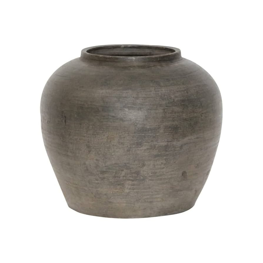 Artissance Rustic Vintage Pottery Jar, Charcoal Gray Handmade Vase, Farmhouse Decorative Accent, ... | Amazon (US)