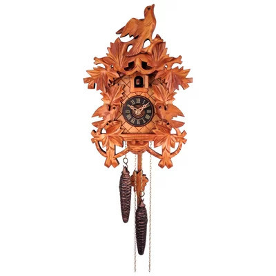 One Day Mechanical Cuckoo Clock Hand Carved Wood 10.5" H | Wayfair North America