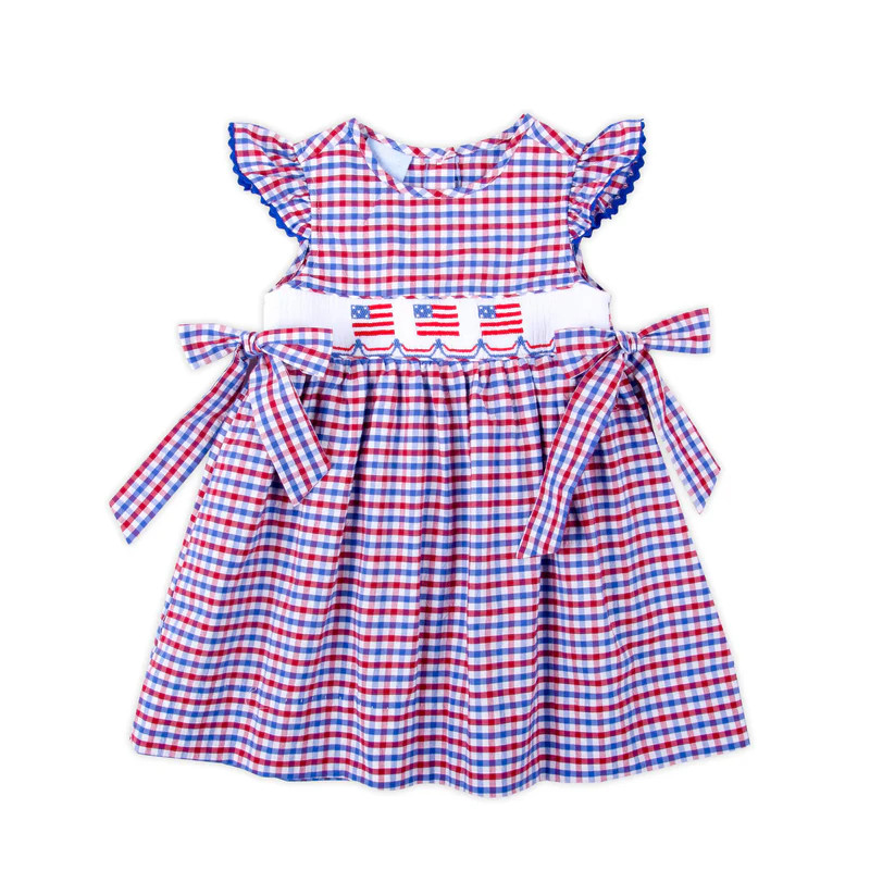 Dazzling Stars Red Plaid Smocked Beverly Dress | Classic Whimsy