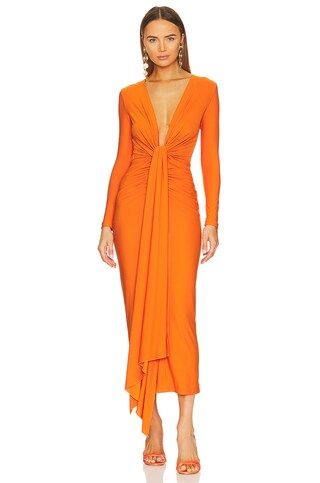 SOLACE London Lorena Midi Dress in Apricot from Revolve.com | Revolve Clothing (Global)