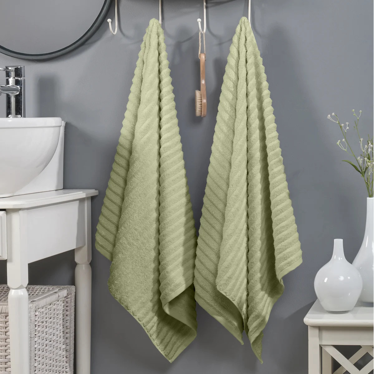 Elegant Comfort 100% Turkish Cotton Corduroy Ribbed Luxury Soft 2 Pack Bath Towels 27 X 54 Inch -... | Wayfair North America