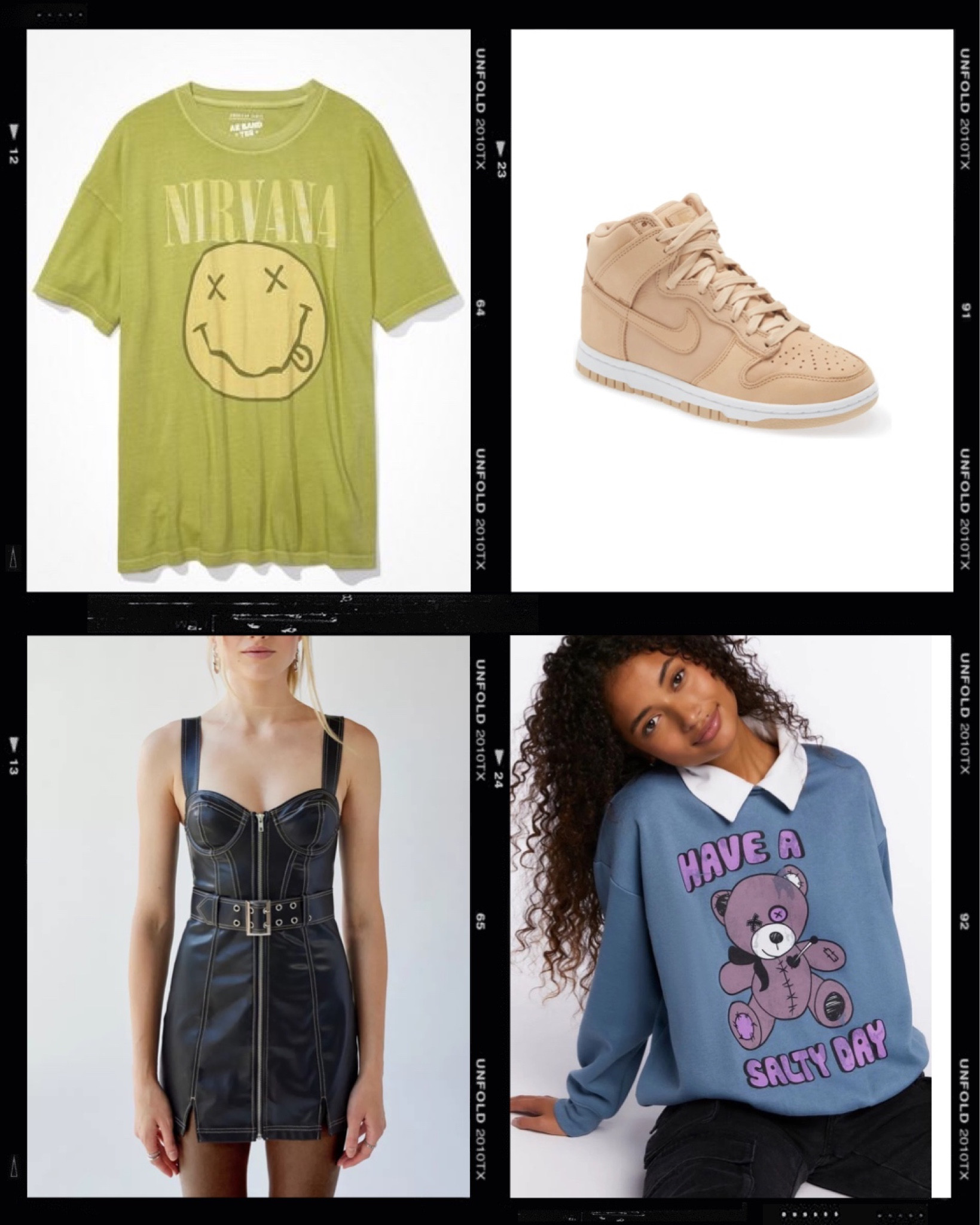 My recent purchase. Faux leather dress, nirvana oversized tee, Nike dunk, graphic pullover. 

#LTKFind