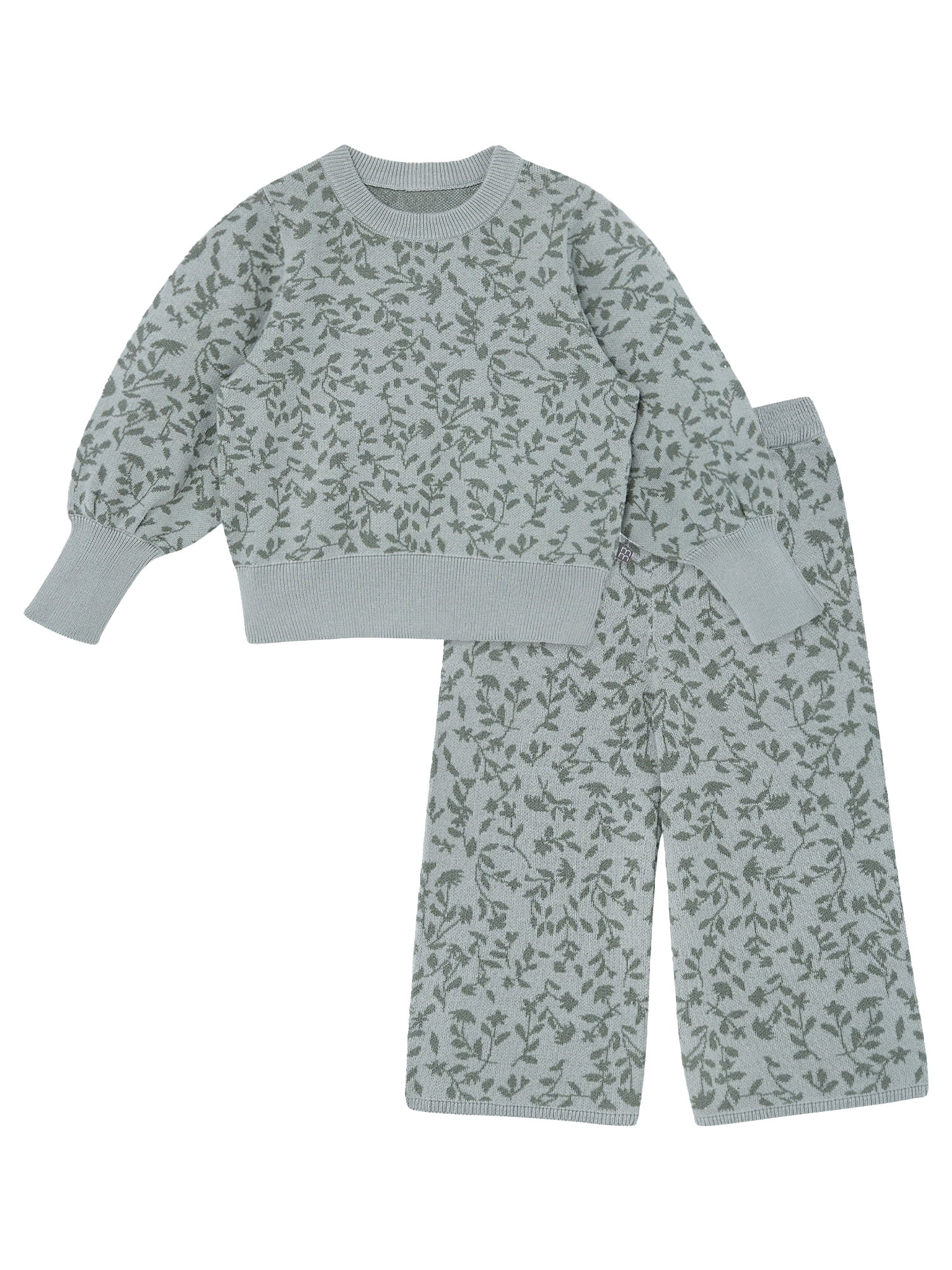 Modern Moments by Gerber Toddler Girl Jacquard Sweater Knit with Wide Leg Pant Set, Sizes 12M-5T | Walmart (US)