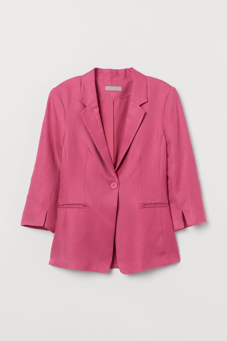 H & M - Linen-blend Jacket - Pink | H&M (US + CA)