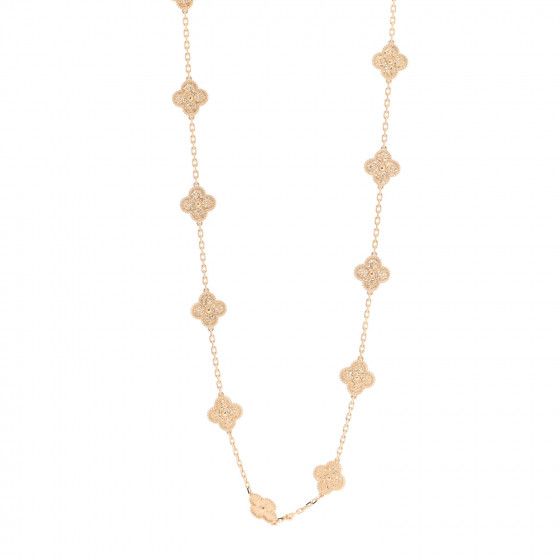 VAN CLEEF & ARPELS 18K Yellow Gold 20 Motifs Vintage Alhambra Necklace | FASHIONPHILE | Fashionphile