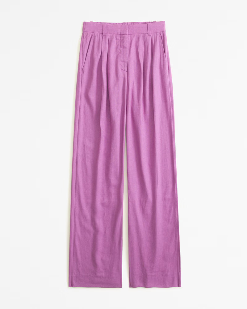 Women's A&F Sloane Tailored Linen-Blend Pant | Women's Bottoms | Abercrombie.com | Abercrombie & Fitch (US)