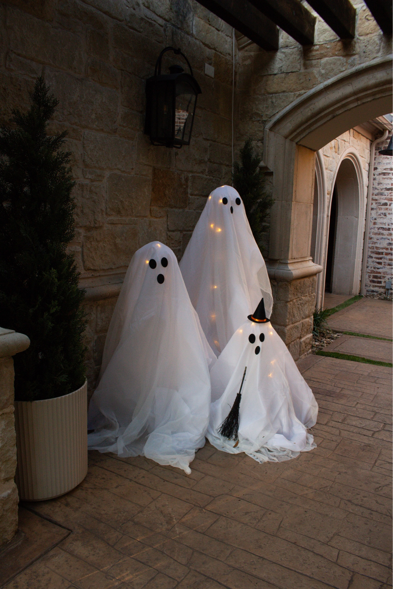 The cutest little ghost trio 👻✨ These DIY sheet ghosts add such a fun and whimsical touch to your front porch — especially when they glow at night! A simple mix of white fabric, string lights, and a few accessories makes them the perfect not-too-spooky Halloween décor.

Easy, budget-friendly, and guaranteed to make your porch the talk of the neighborhood!

#halloweendecor #outdoorhalloweendecor #ghostdecor #diyhalloweendecor #fallporchdecor #spookyseason #halloweeninspo #halloweenaesthetic #neutralhalloween #frontporchinspo #falldecorideas #halloweenstyle #halloweenvibes #amazonhomefinds #seasonaldecor

#LTKSeasonal #LTKStyleTip #LTKHome