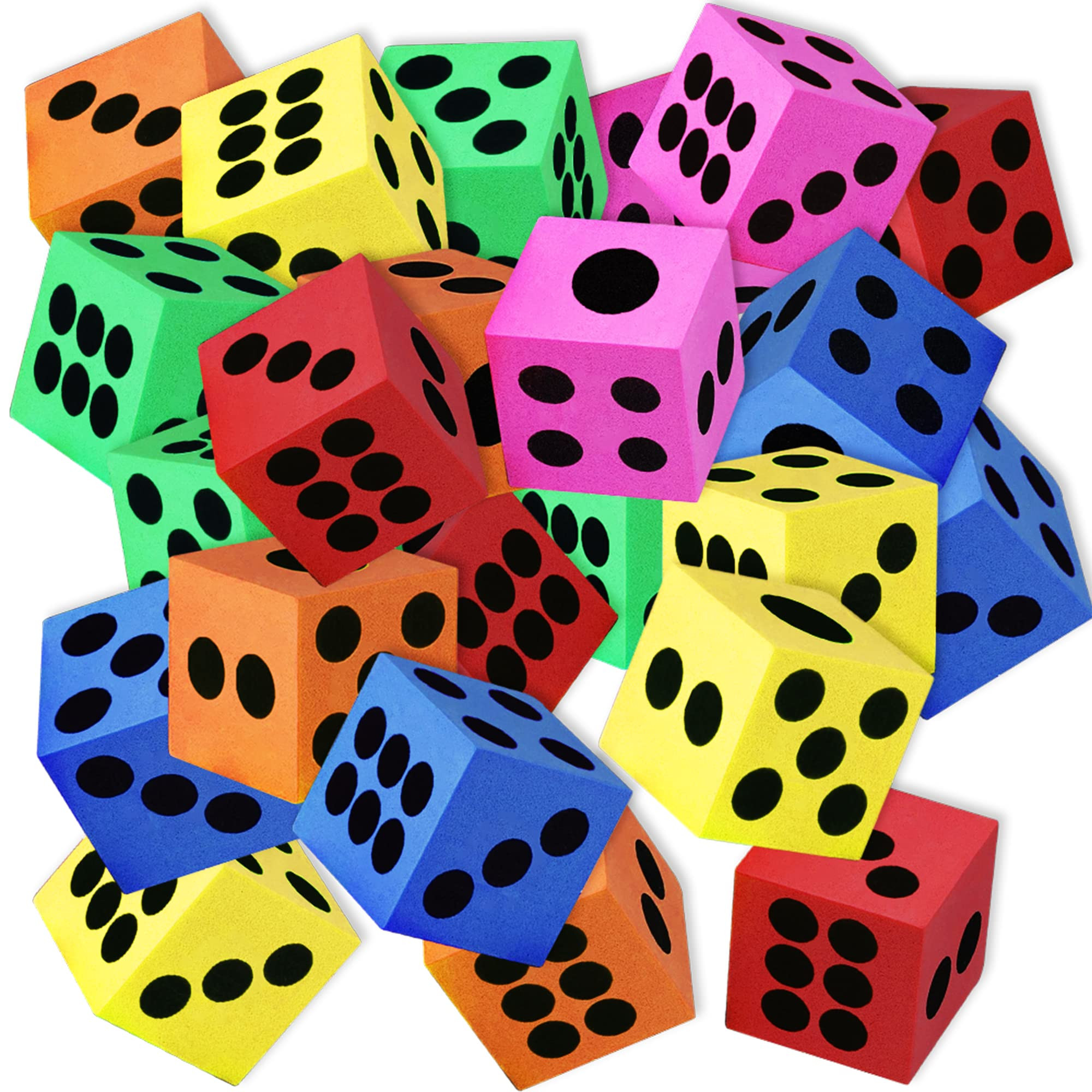 ArtCreativity Colored Foam Dice Set - Pack of 24-1.5 Inches Big - Colorful Dice Set - Six Assorte... | Amazon (US)