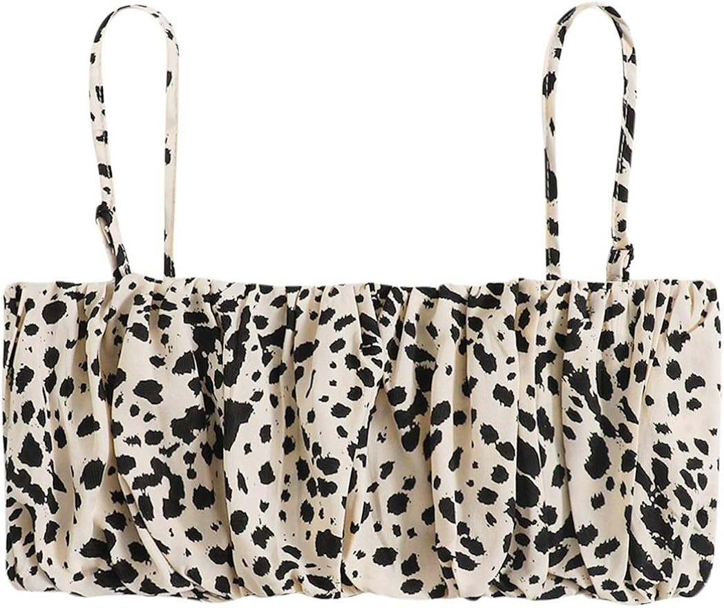 SweatyRocks Women's Ruched Crop Cami Top Spaghetti Strap Sleeveless Shirt | Amazon (US)