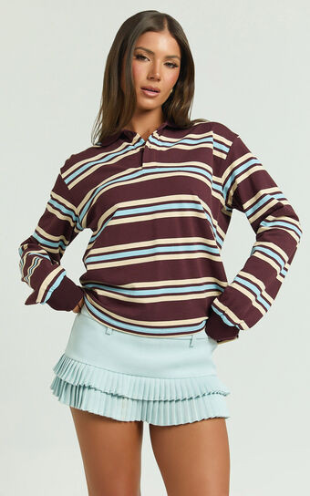 Lioness - Leisure Long Sleeve Polo in Chocolate Multi | Showpo (ANZ)