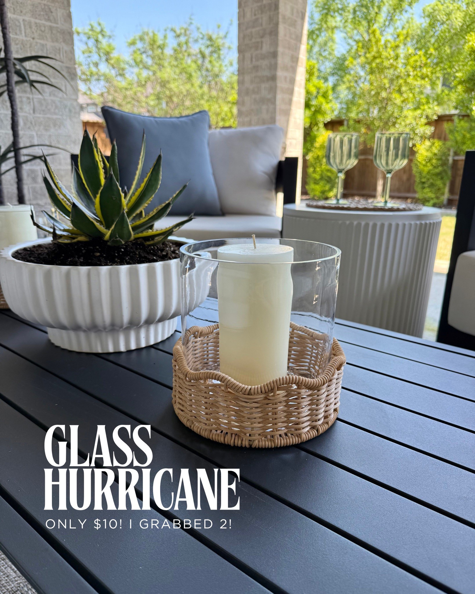 This $10 Walmart find is definitely giving Pottery Barn vibes! 😍 The scalloped wicker trim and hurricane glass are perfect for styling your spring porch, patio, or on a shelf! 



✨Follow @homesimplycurated for more of my home & favorite finds!

#walmartfinds #budgethomedecor #patiostyle #springdecor  #homedecorlover  #outdoorliving #wickerdecor #affordabledecor #inspiremehomedecor #neutralhomedecor

#LTKGiftGuide #LTKSeasonal #LTKHome