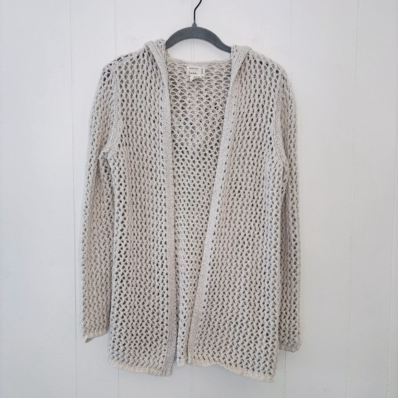 Artelier Nicole Miller Beige Crochet Open Cardigan Hoodie XS | Poshmark