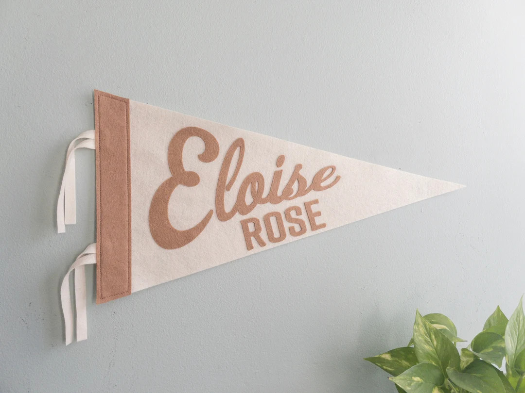 Custom Name Pennant Flag Large Personalized First Middle Double Name Gift Baby Shower Neutral Nur... | Etsy (US)