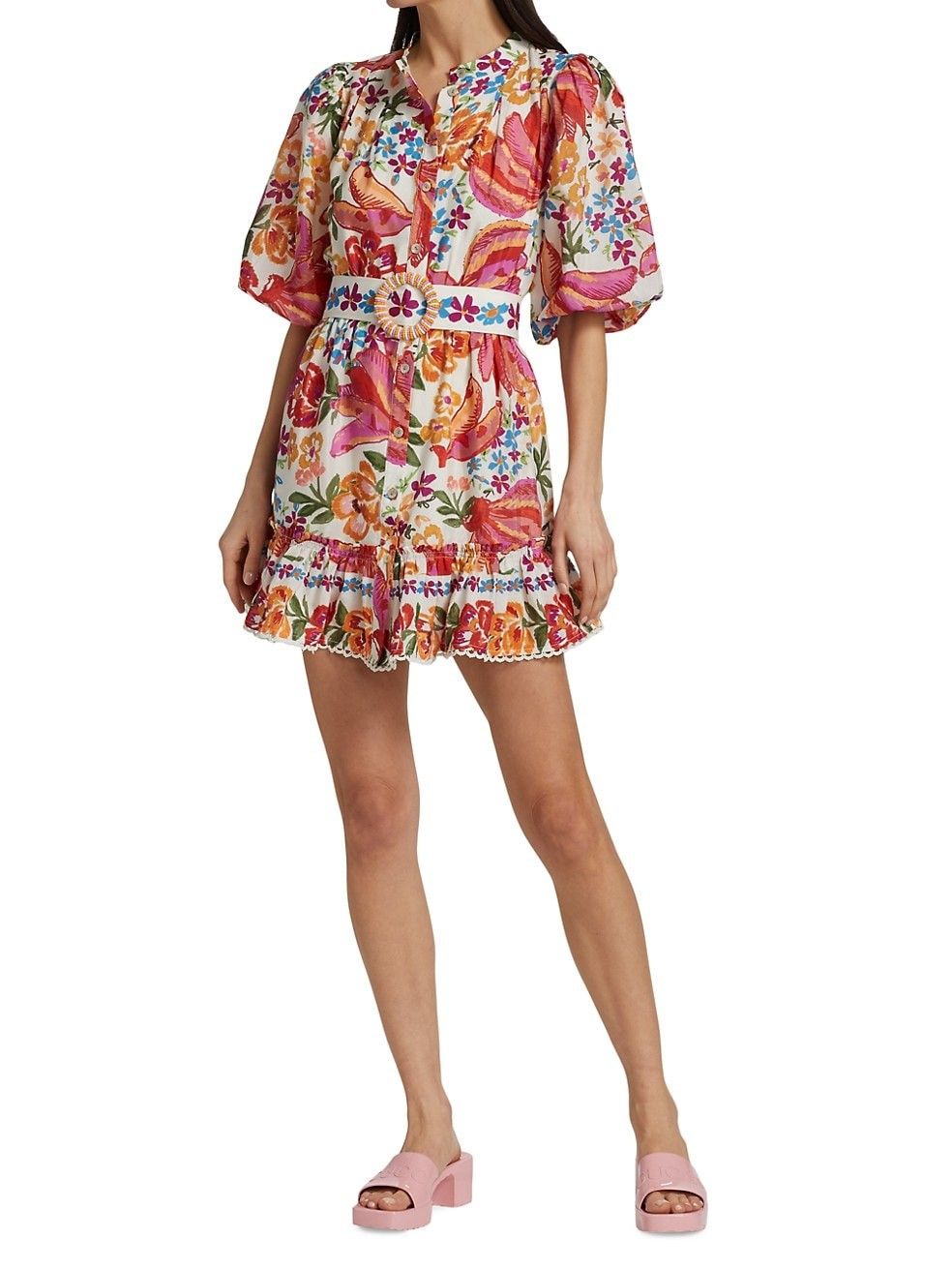 Belted Painterly Spring Bananas Minidress - Farm Rio - Vacation Dress | Saks Fifth Avenue