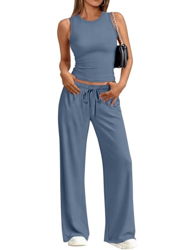 Trendy Queen Women's 2 Piece Summer Lounge Sets Butter Soft Tank Top & High Waisted Wide Leg Pant... | Amazon (US)