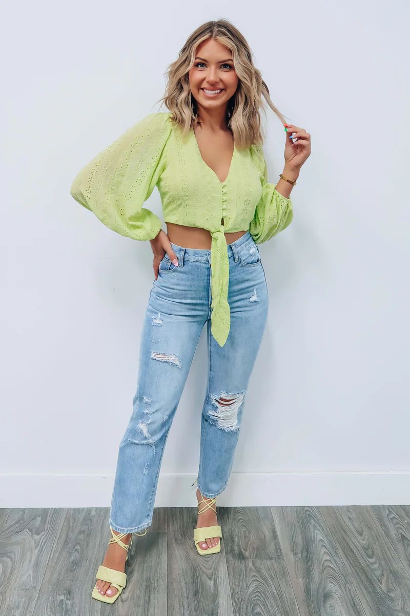 Bringing It All Cropped Top: Lime Green | Shophopes