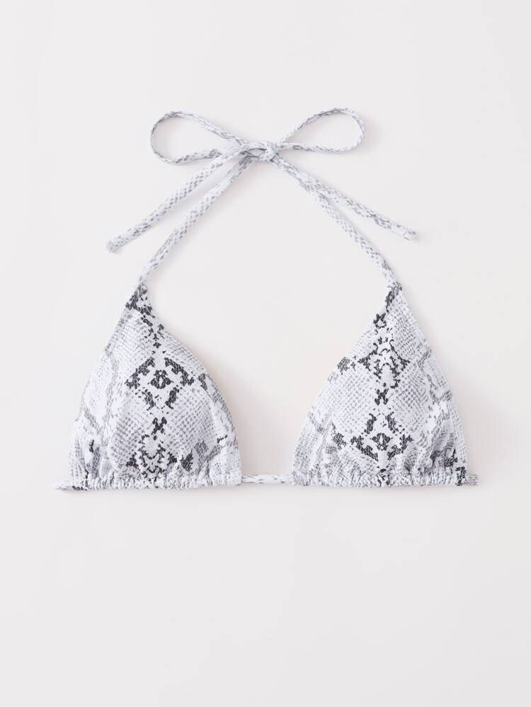 Snakeskin Halter Bikini Top | SHEIN