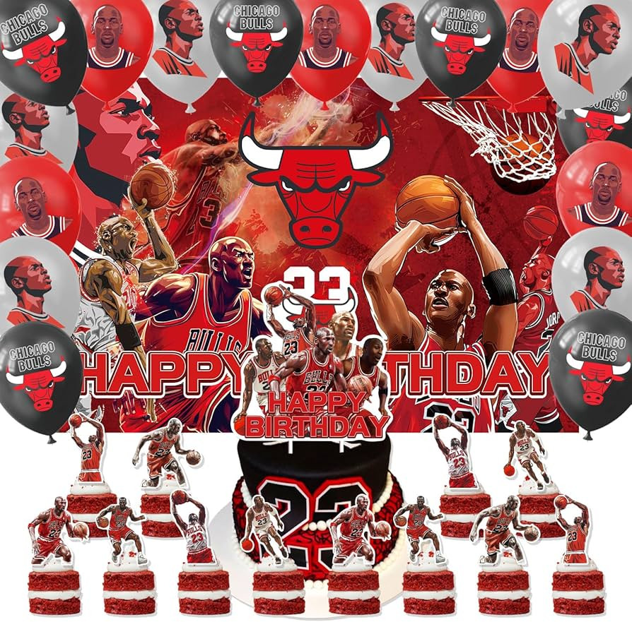 Chicago Theme Bulls Birthday Party Supplies Decorations,Basketball Party Supplies Decorations,Inc... | Amazon (US)