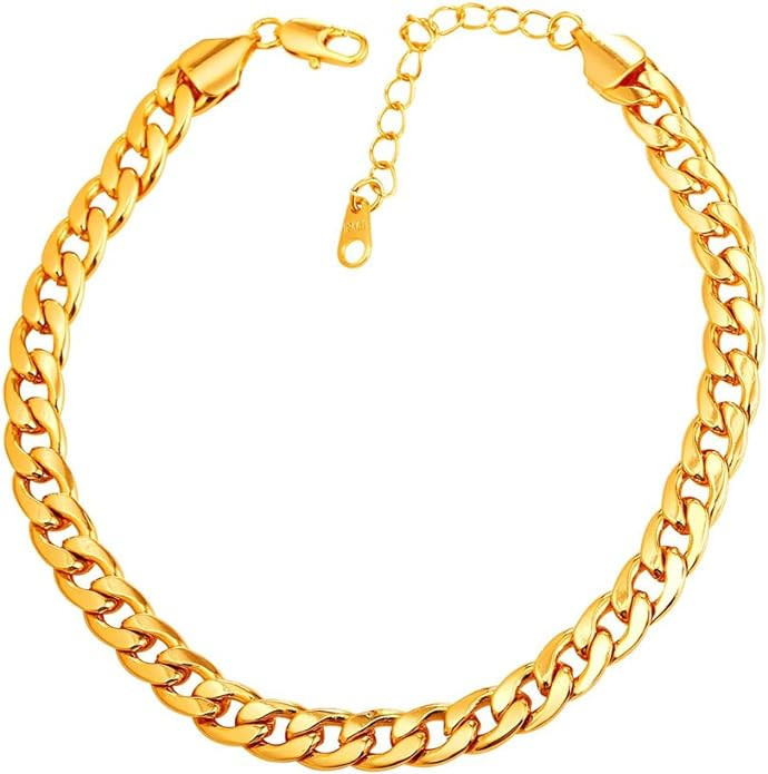 U7 Women Girls Barefoot Jewelry 18K Gold or Rose Gold Stainless Steel Heart/Rope/Figaro/Cuban Cha... | Amazon (US)