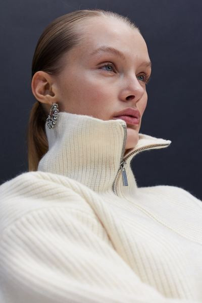 Zip-up rib-knit jumper | H&M (UK, MY, IN, SG, PH, TW, HK)