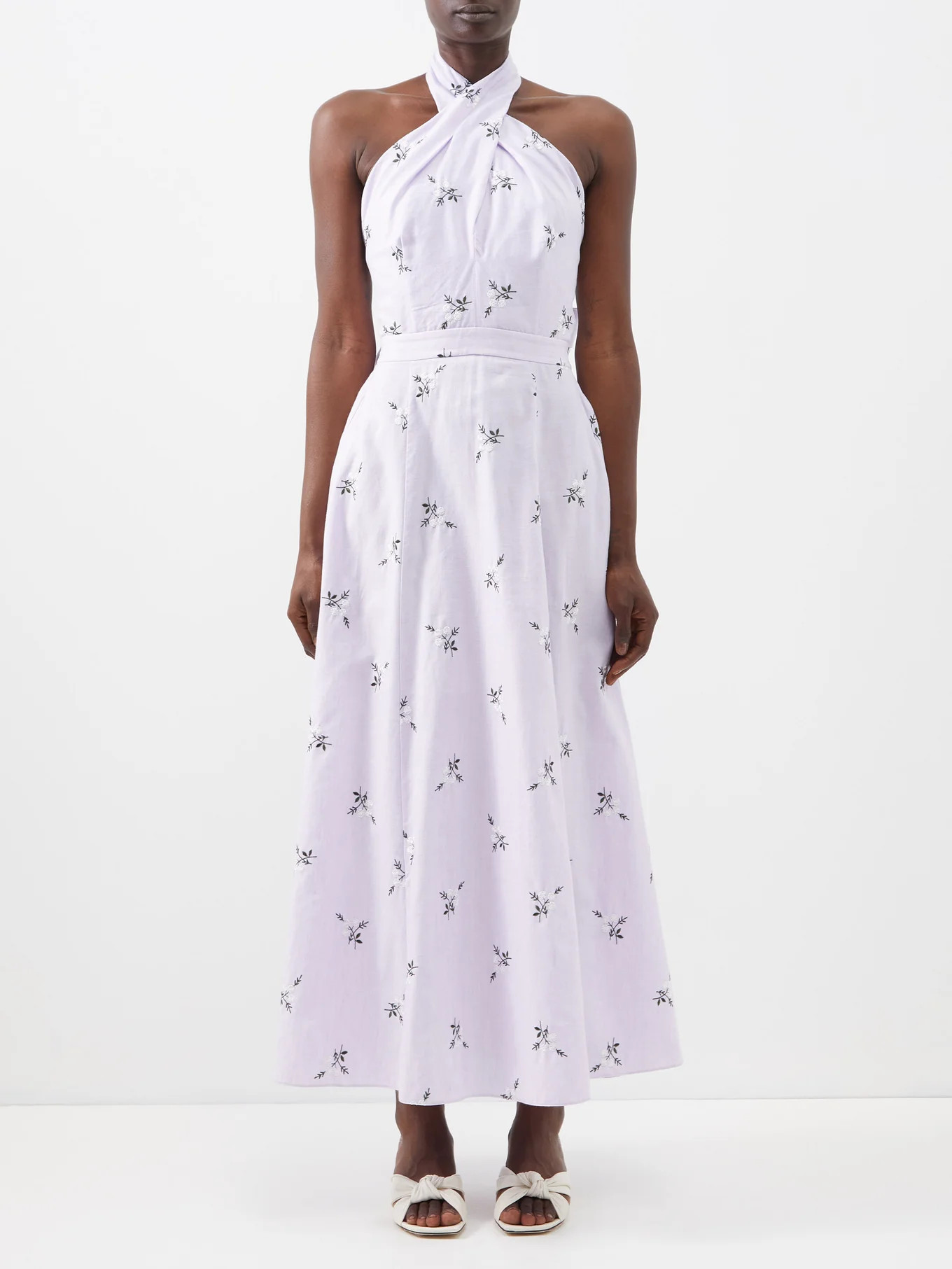Selene halterneck embroidered cotton-blend dress | Erdem | Matches (US)