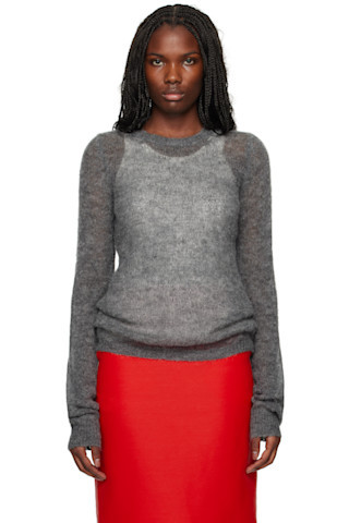 Gray Stretch Alpaca & Wool Crewneck Sweater | SSENSE