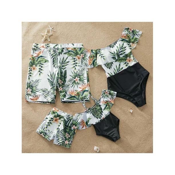 PatPat One Piece Plant Printed Family Matching Swimsuit Women Men Boy Girl Beach Swimwear | Walmart (CA)