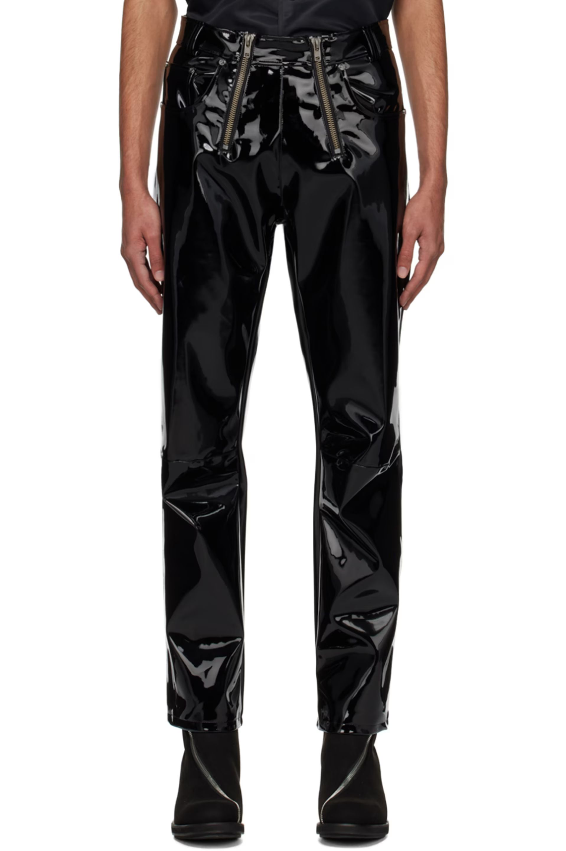 GmbH - Black Thor Faux-Leather Trousers | SSENSE