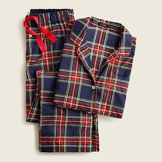 Cotton poplin long-sleeve pajama set in Stewart tartan | J.Crew US