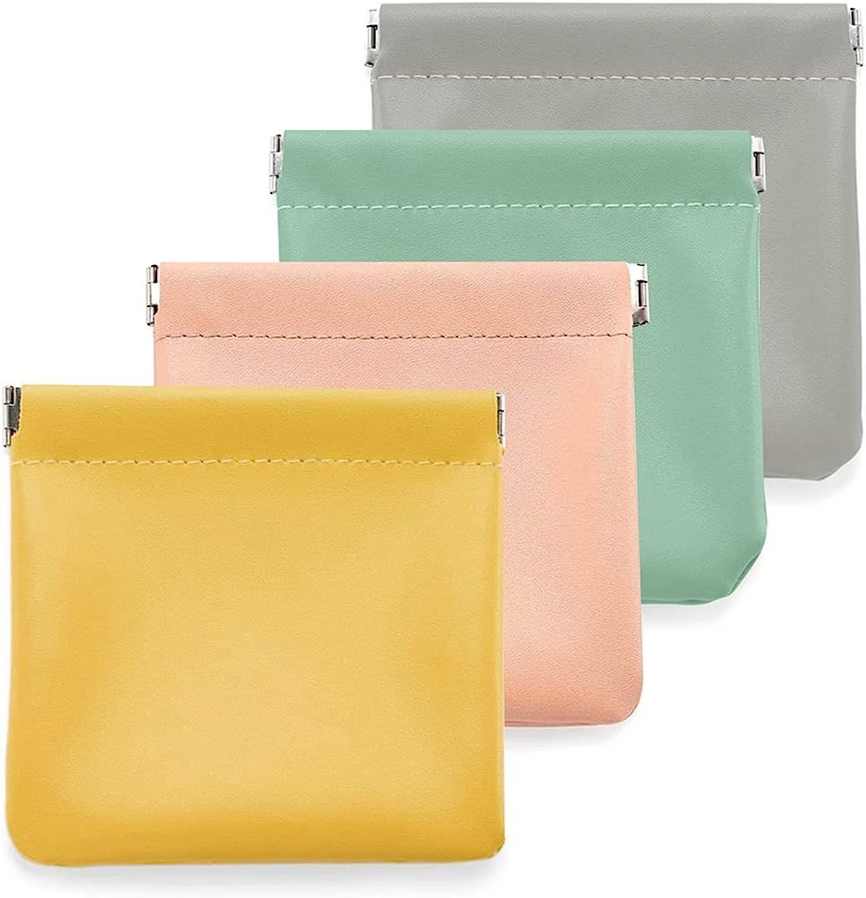 4Pcs Glorihoby Pocket Cosmetic Bag Squeeze Top, Portable No Zipper Self-Closing Makeup Bag, Mini ... | Amazon (US)
