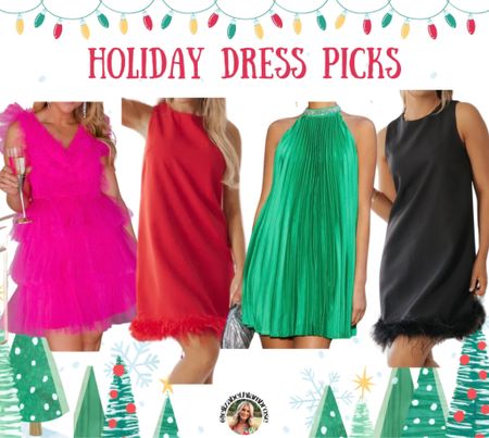 my top holiday dress picks! 
i’m loving the feather trim dresses! you can go black or red, both are classic and can be worn for multiple occasions!! 
the green is also one of my favorites because of the neckline! 
of course i had to throw in a pink one too! my favorite color!

#holidaydress #holiday #christmas #newyears #dresspicks #dresses #feathertrim #statement #holidayshop #vici #holiday #christmas #holidayoutfit #christmasoutfit #holidaydress 

#LTKparties #LTKfindsunder50 #LTKHoliday