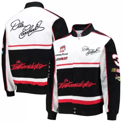 JH Design Men's NASCAR Black/White Dale Earnhardt Twill Uniform Full-Snap Jacket, Black, 4XL | Belk