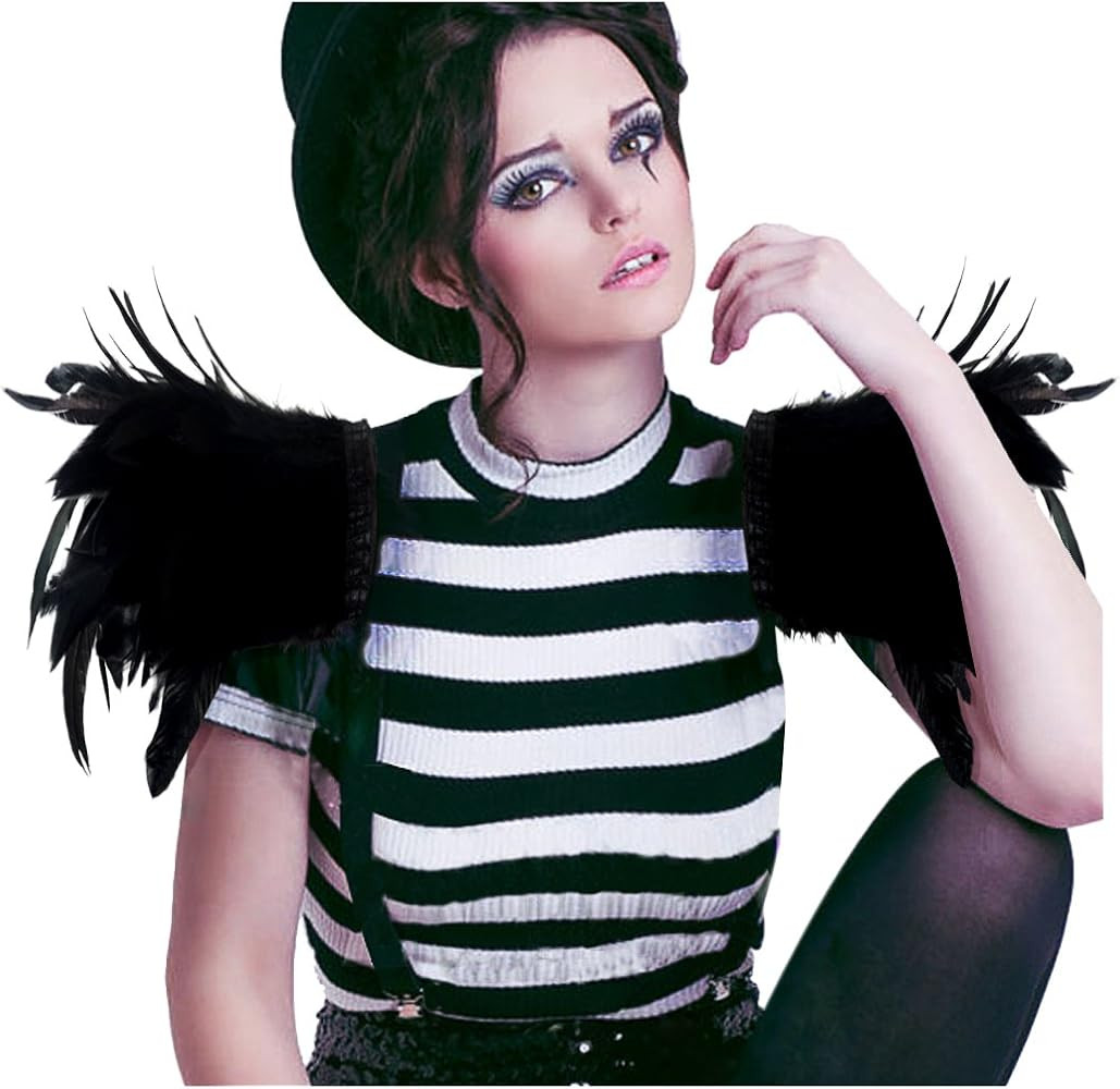 Natural Real Feather Epaulet Shrug Shoulder Strap Halloween Costumes Pack of 2 | Amazon (US)